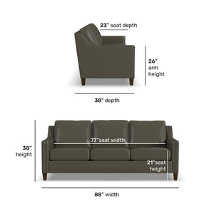 Detail view of Finley Dark Brown Leather Sofa