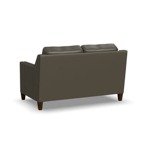 Back view of Finley Dark Brown Leather Loveseat