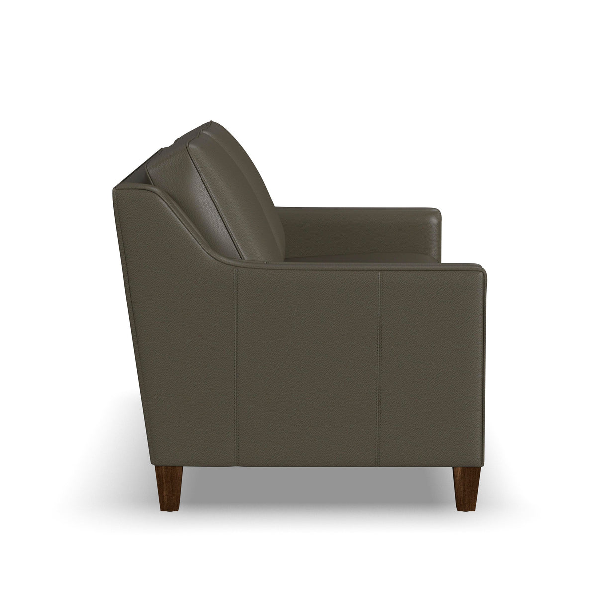 Side view of Finley Dark Brown Leather Loveseat