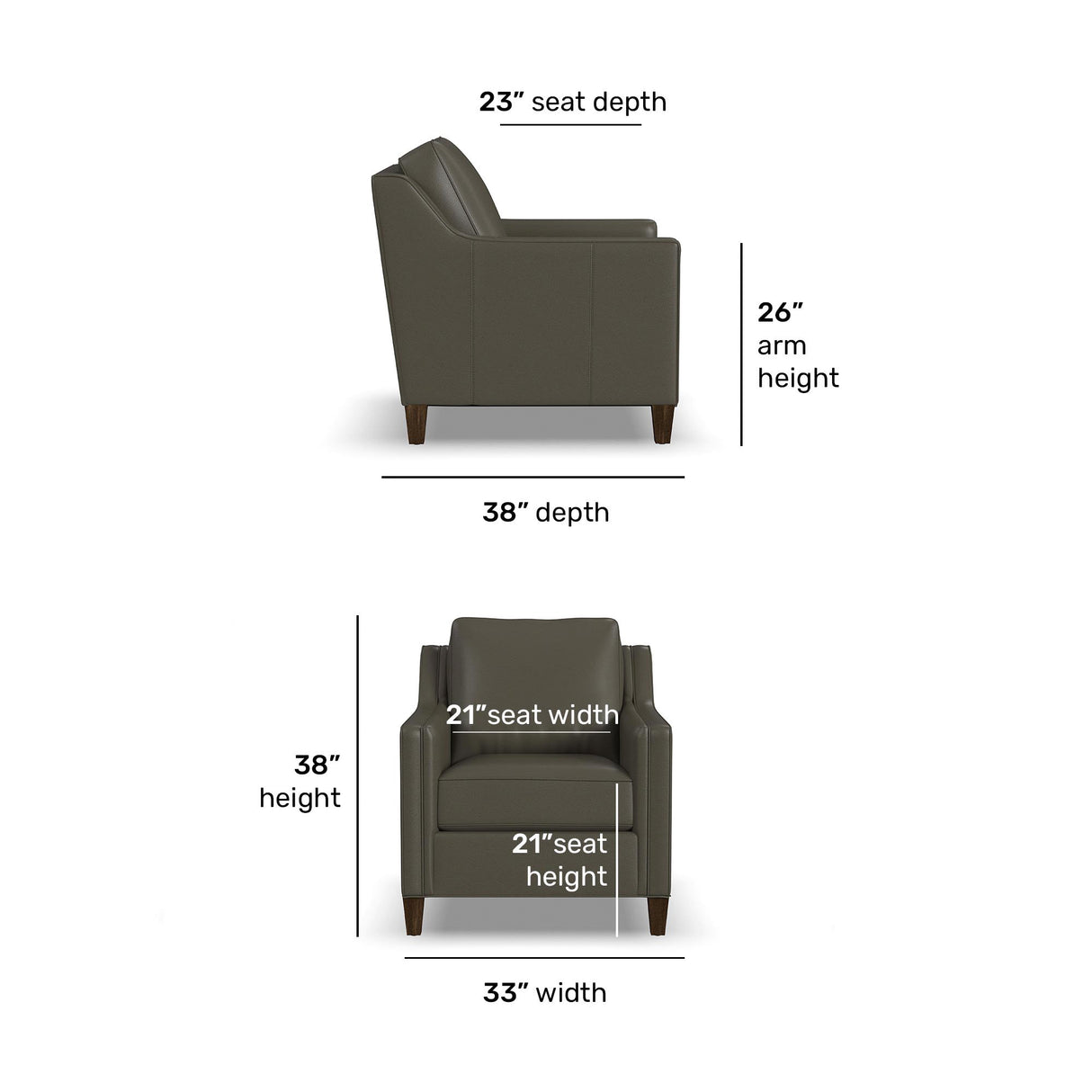 Detail view of Finley Dark Brown Leather Chair