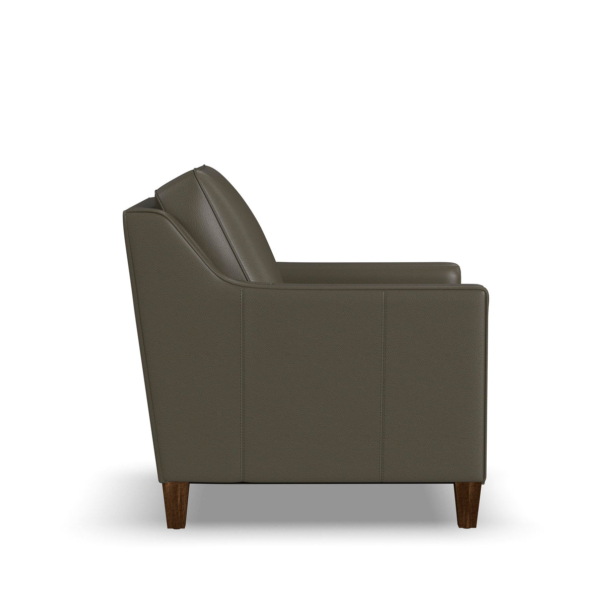 Side view of Finley Dark Brown Leather Chair