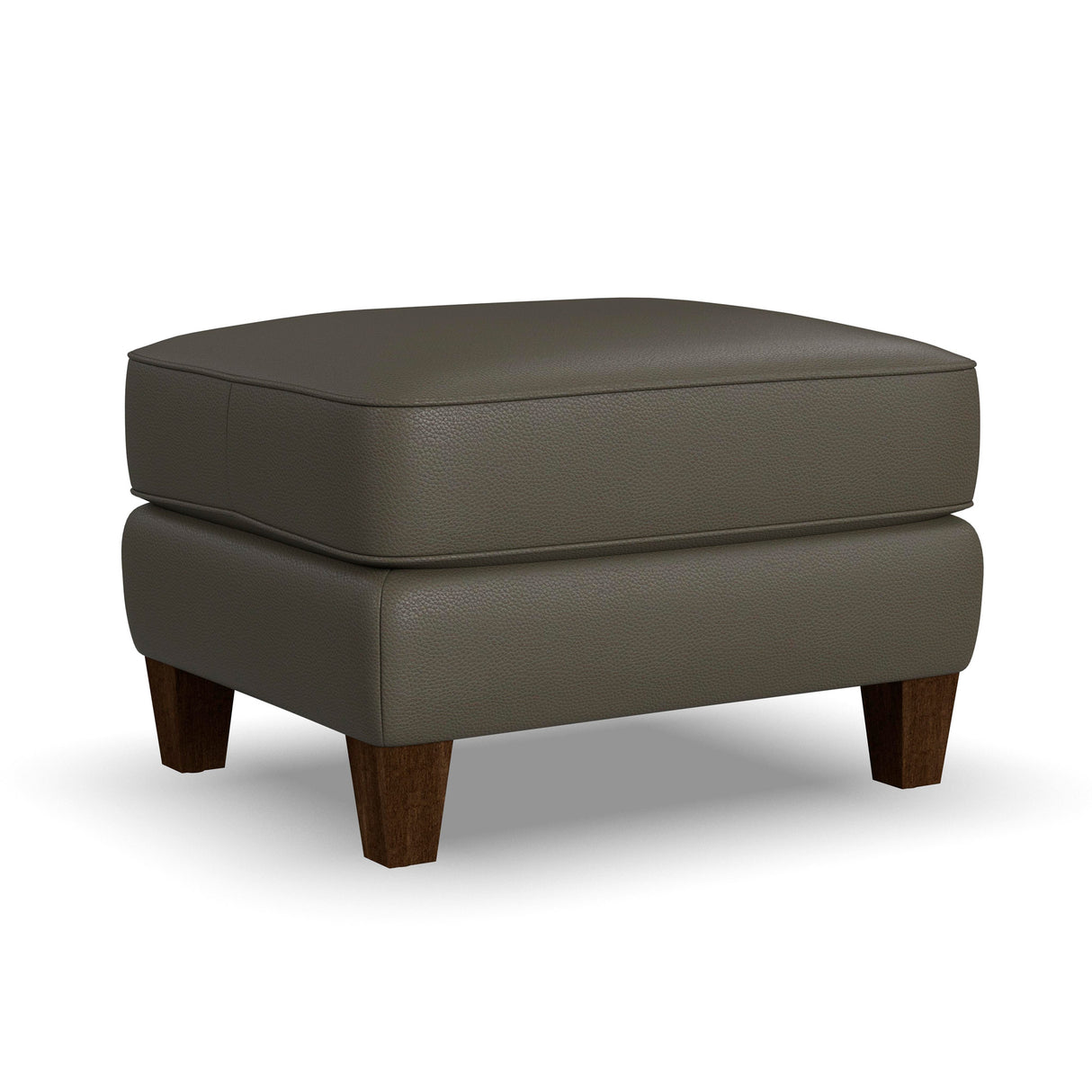 Front right view of Finley Dark Brown Leather Ottoman