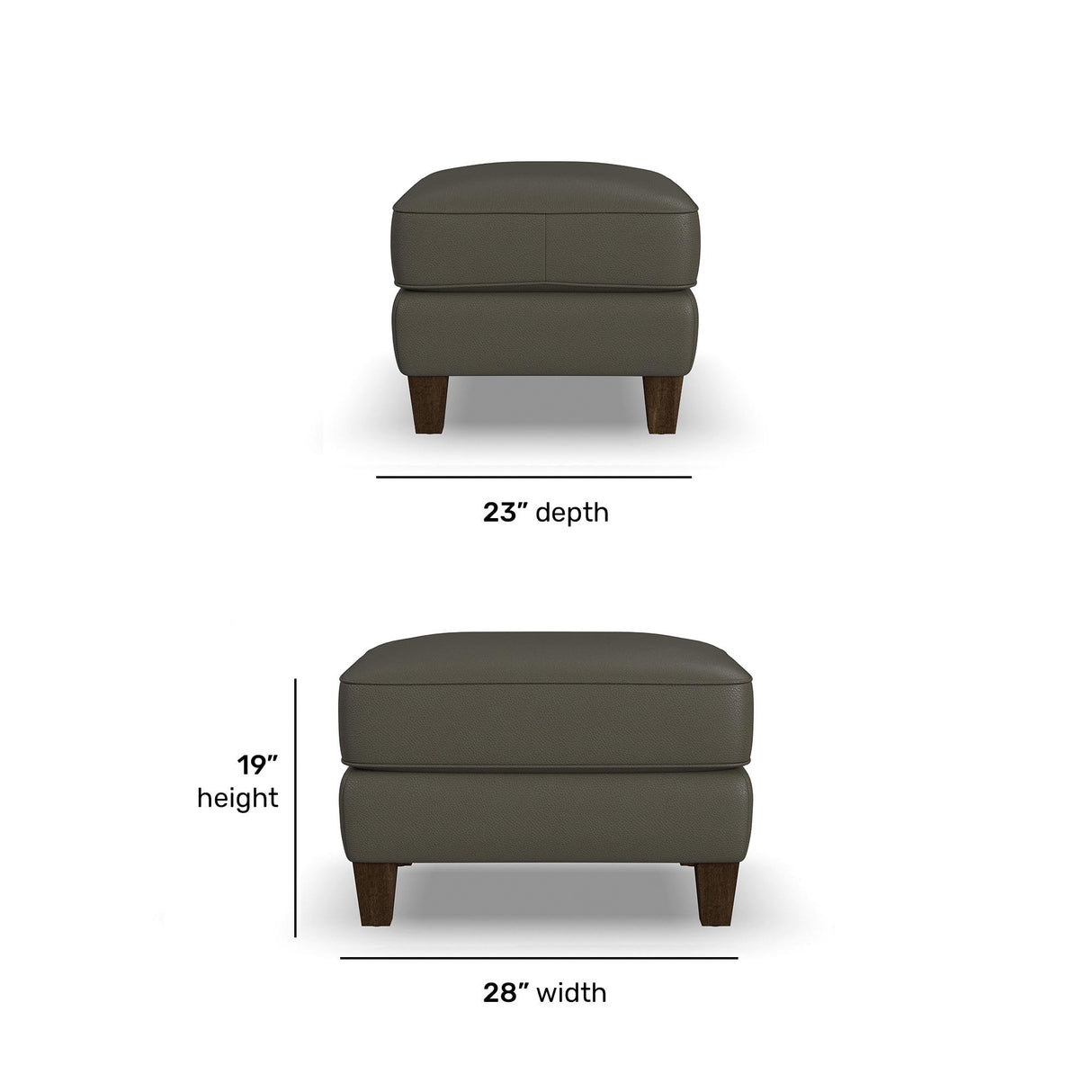 Detail view of Finley Dark Brown Leather Ottoman