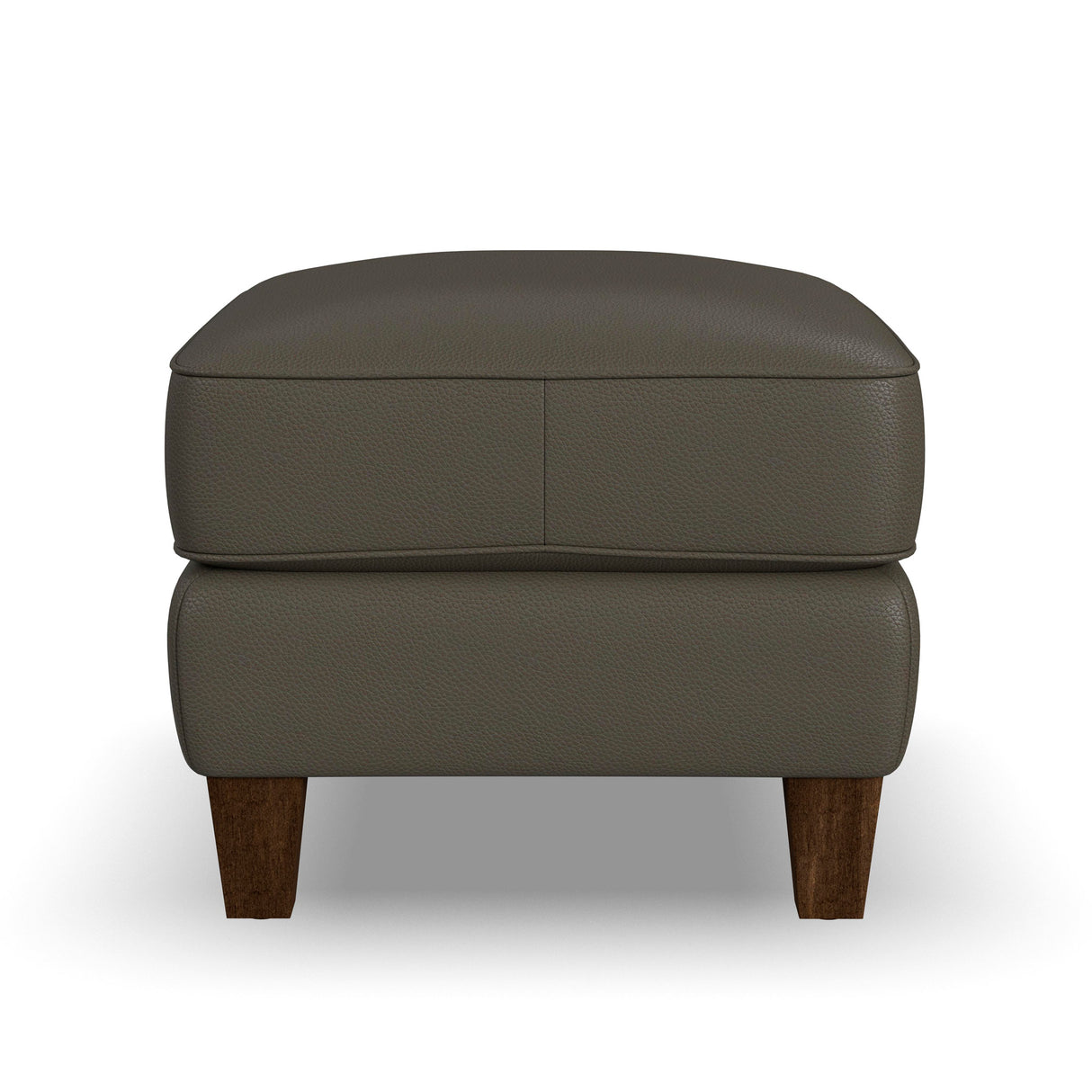 Side view of Finley Dark Brown Leather Ottoman