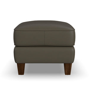 Side view of Finley Dark Brown Leather Ottoman