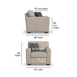Detail image of Bryant Shell Chair with overlay of product dimensions