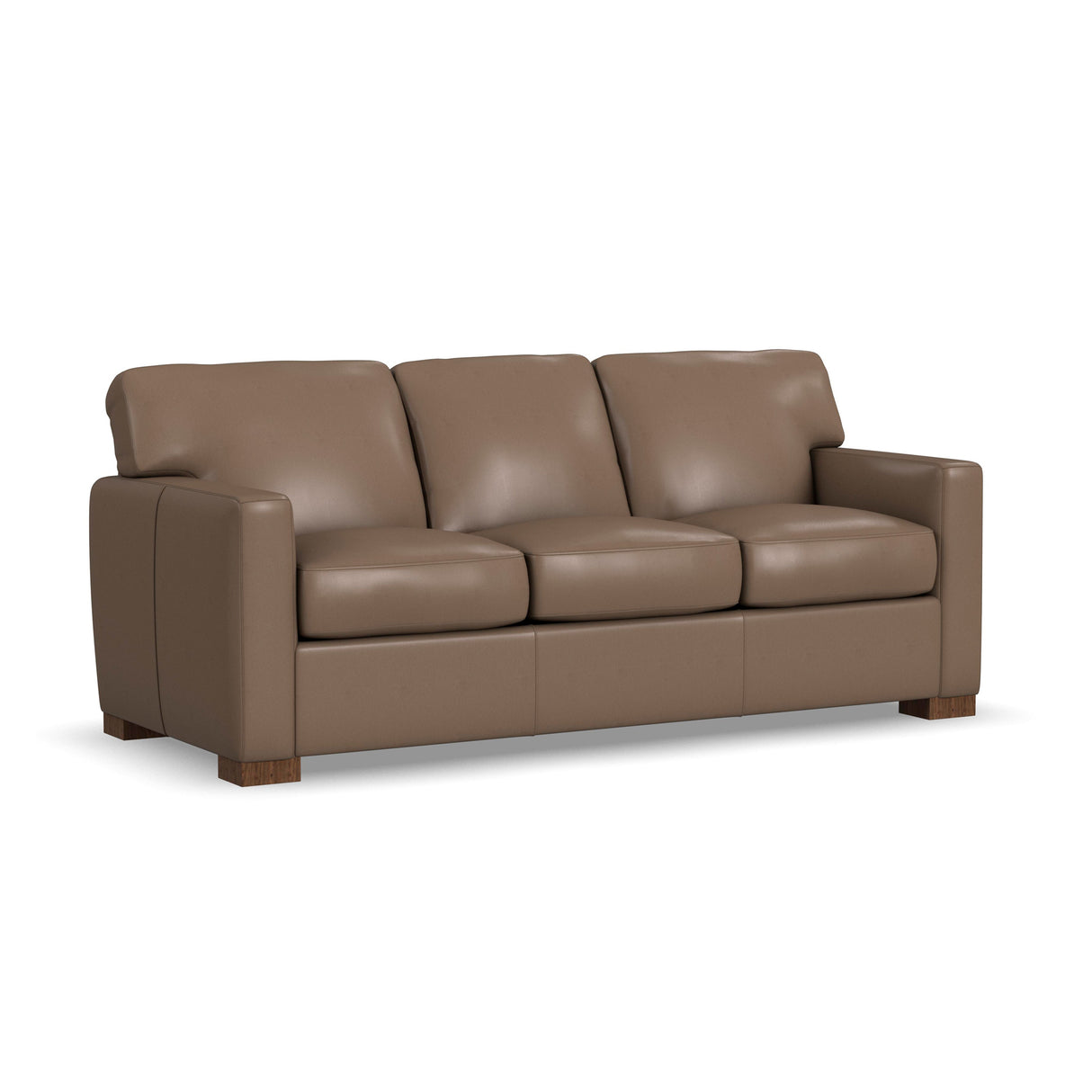 Front right view of Bryant Dark Stone Leather Sofa