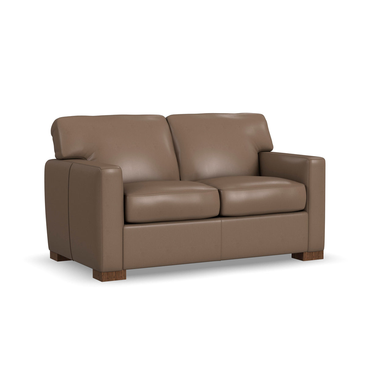 Front right view of Bryant Dark Stone Leather Loveseat