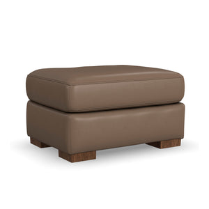 Front right view of Bryant Dark Stone Leather Ottoman