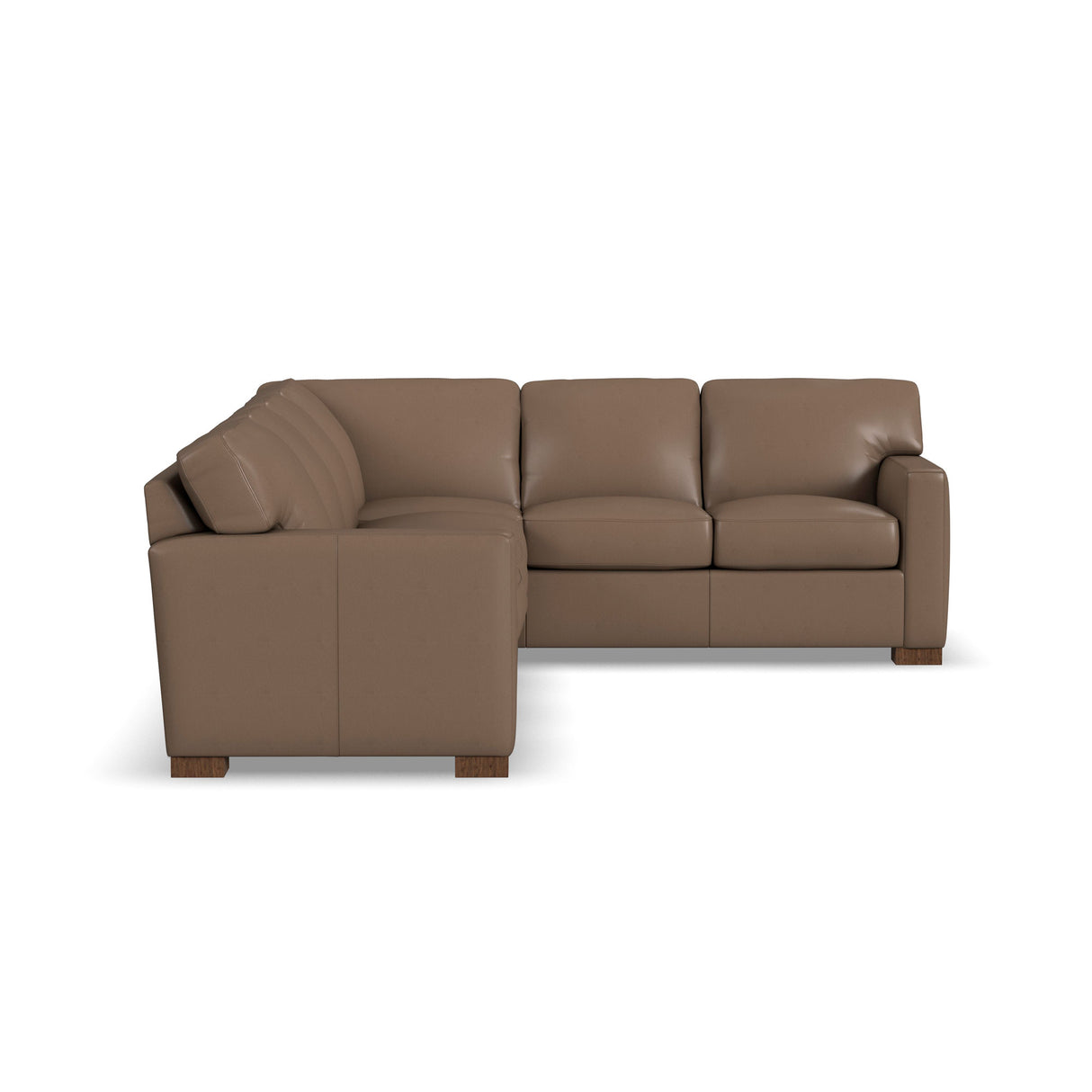 Front right view of Bryant Dark Stone Leather 2 Piece Left Sofa Sectional