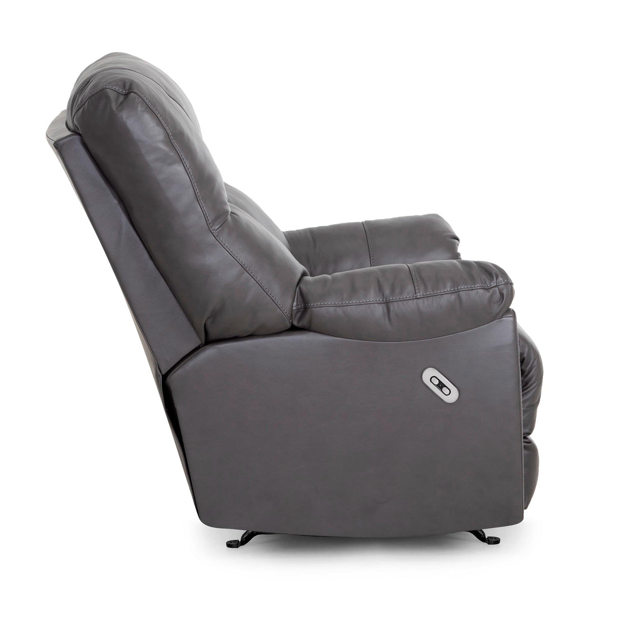 Side view of Kodiak Iron Leather Power Rocking Recliner