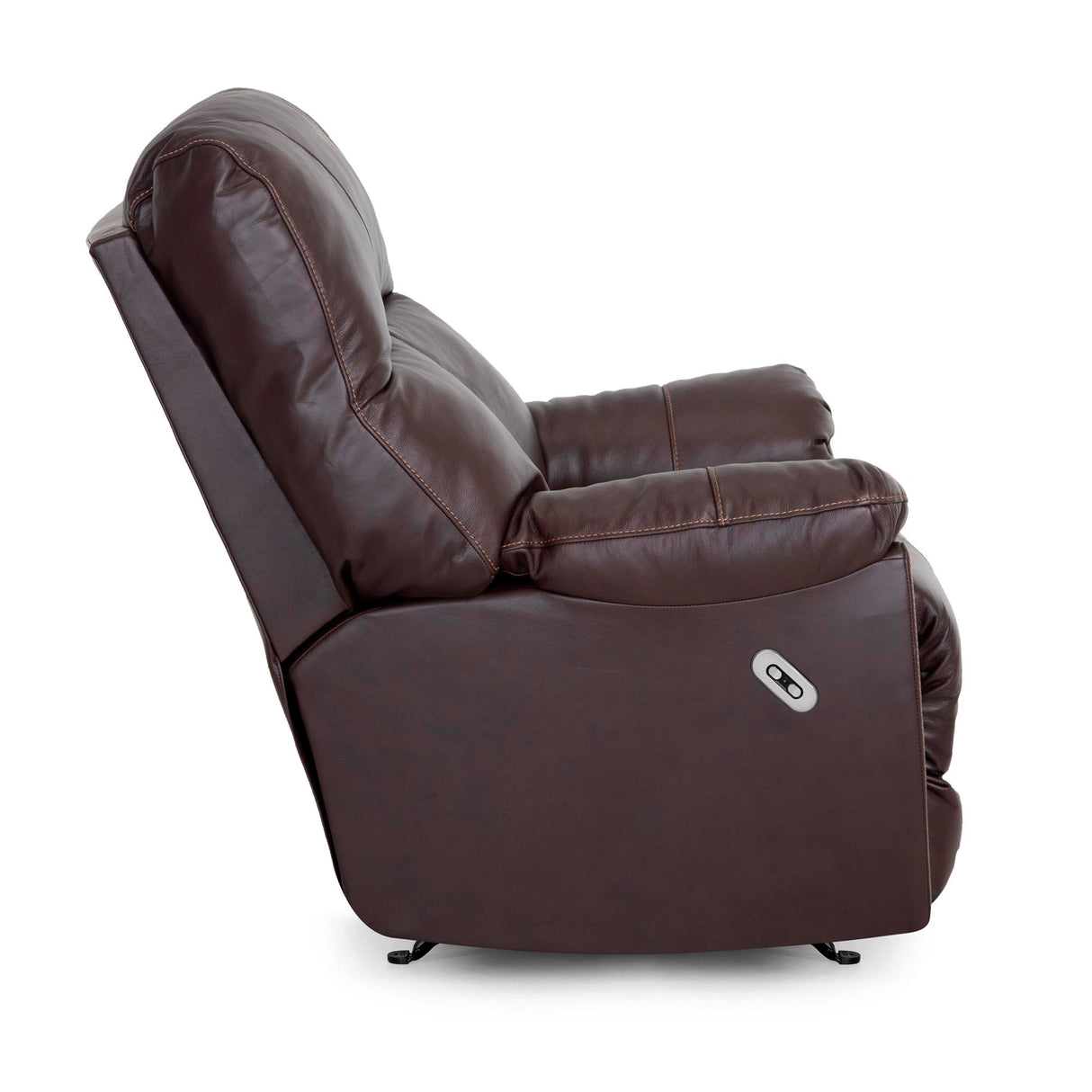 Side view of Kodiak Coffee Leather Power Rock Recliner