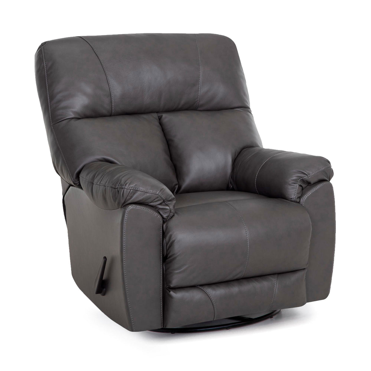 Front right view of Kodiak Iron Leather Swivel Rock Recliner