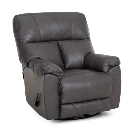 Front right view of Kodiak Iron Leather Swivel Rock Recliner