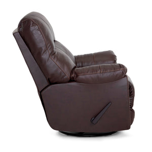 Side view of Kodiak Coffee Leather Swivel Rock Recliner