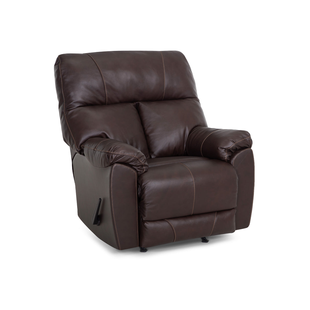 Front right view of Kodiak Coffee Leather Rocking Recliner