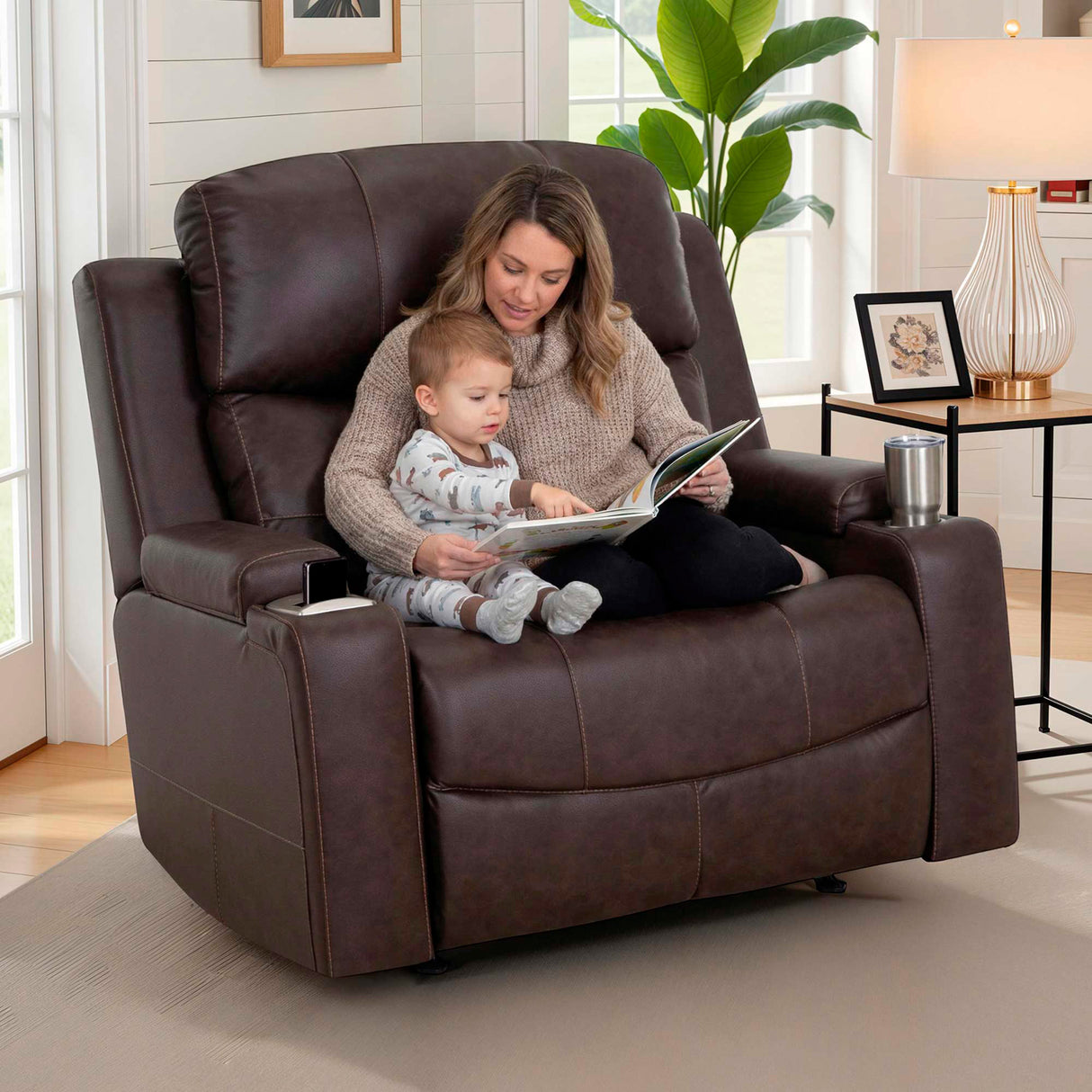 Room setting 2 featuring Sultan Coffee Power Oversized Rocker Recliner