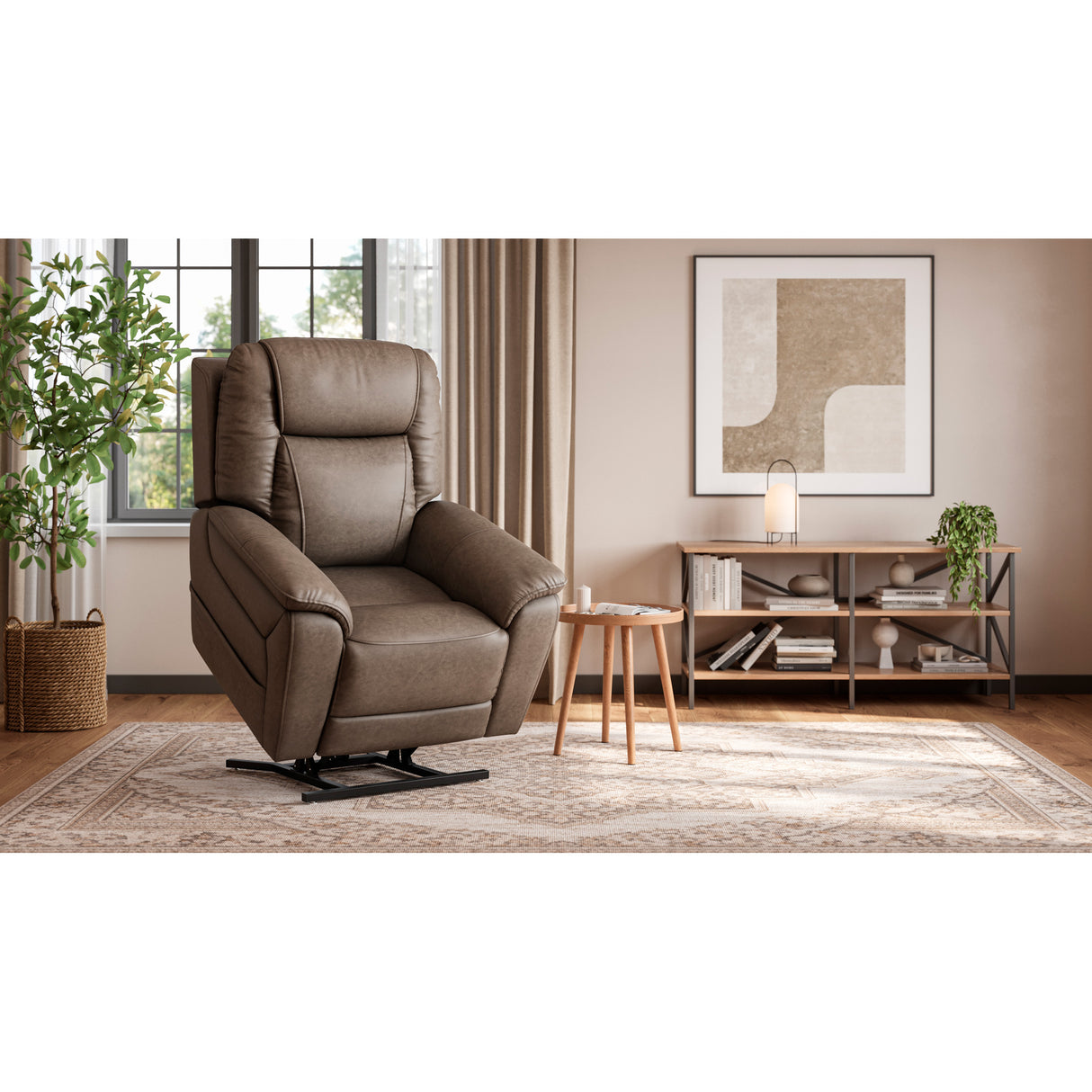 A room setting featuring Willowbrook Smoke Lift Recliner