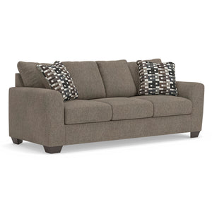 Front left view of Triston-Peaks Suede Sofa