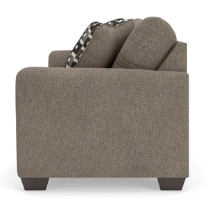Side view of Triston-Peaks Suede Sofa