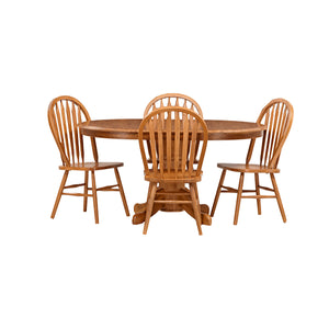 Jefferson Chestnut 5 Piece Arrow Back Pedestal Dining Set QK1104128