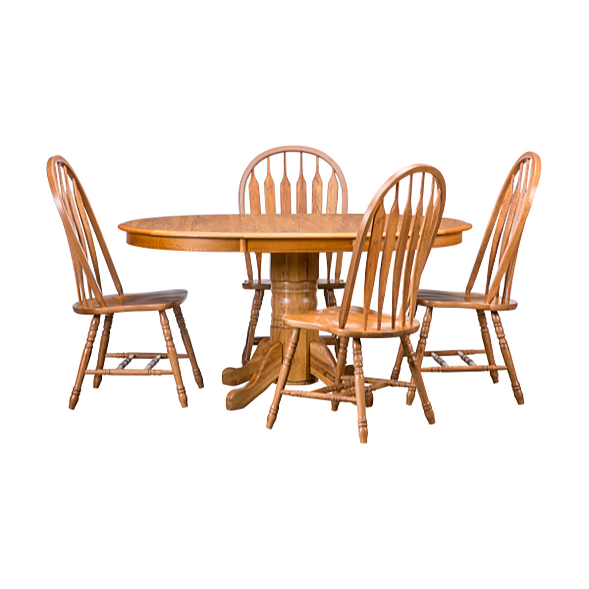 Jefferson Chestnut 5 Piece Curved Pedestal Dining Set QK1104129