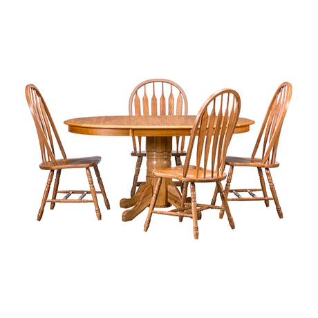 Jefferson Chestnut 5 Piece Curved Pedestal Dining Set QK1104129