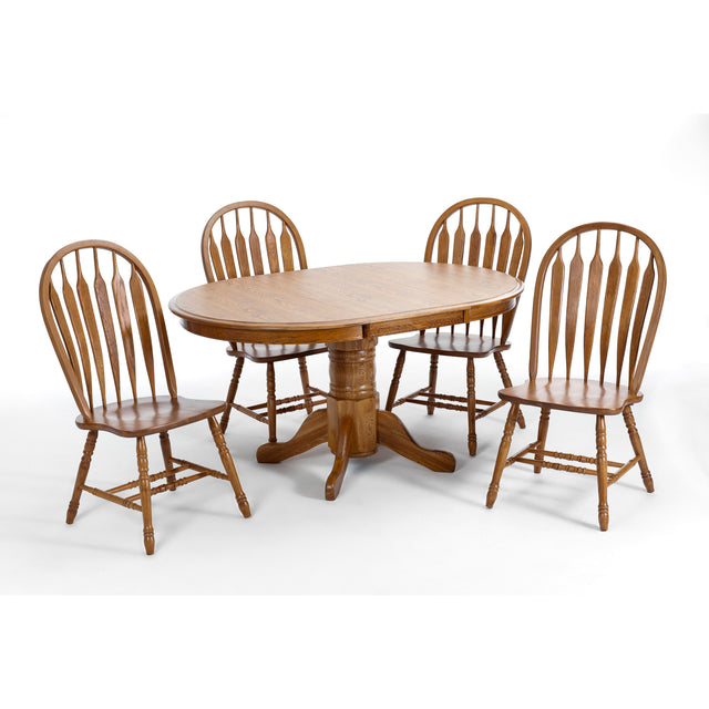 Jefferson Chestnut 5 Piece Swivel Pedestal Dining Set QK1104130