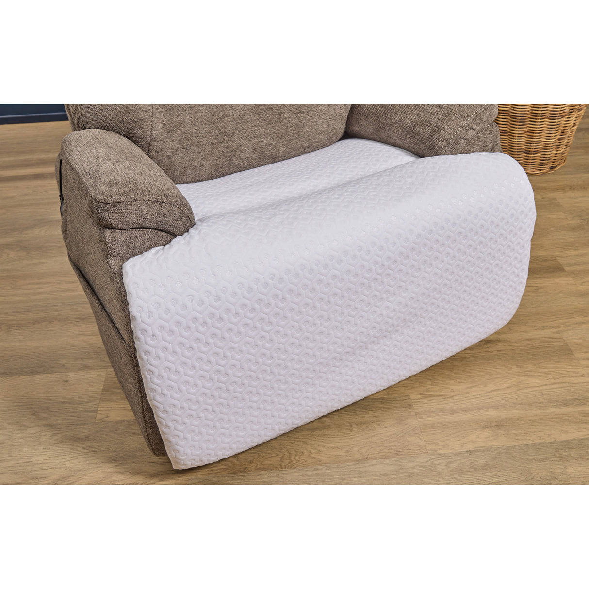 Detail view of Zecliner White Chair Protector