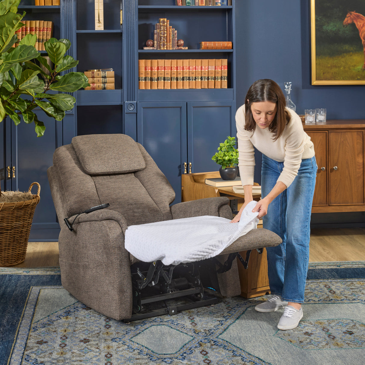 Room setting 6 featuring Zecliner White Chair Protector