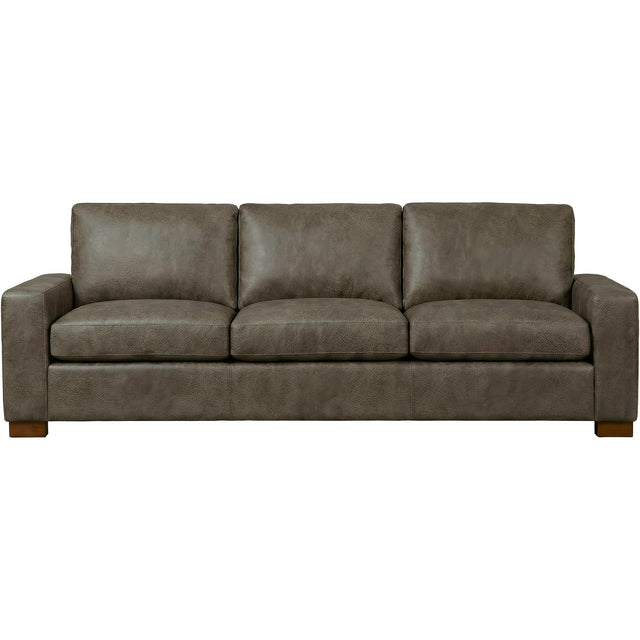 Juno Gray Feather Blend Oversized Leather Sofa QK1104276