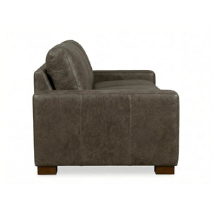 Side view of Juno Gray Feather Blend Oversized Leather Sofa