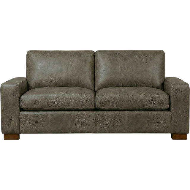 Juno Gray Feather Blend Leather Loveseat QK1104277