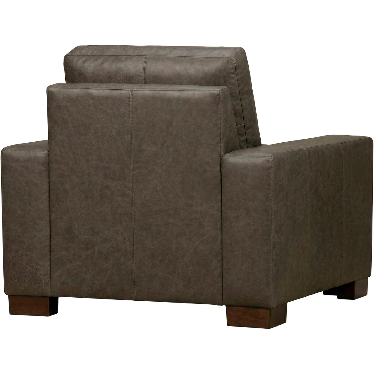 Back view of Juno Gray Feather Blend Leather Chair