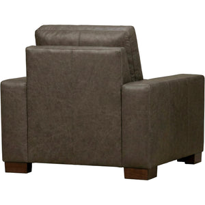 Back view of Juno Gray Feather Blend Leather Chair