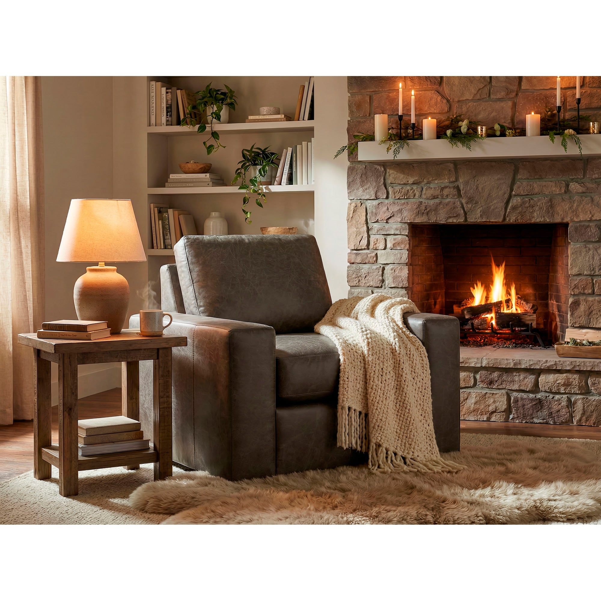 Juno Feather Blend Leather Swivel Chair – Slumberland