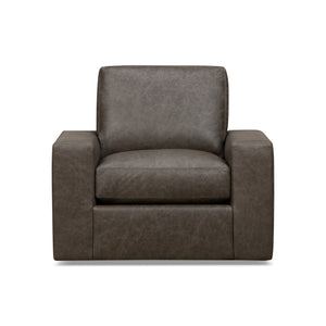 Juno Gray Feather Blend Leather Swivel Chair QK1104280