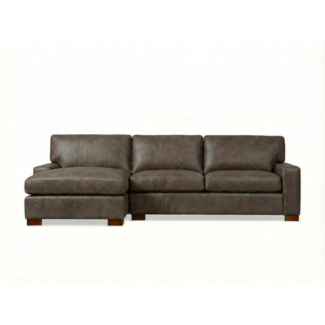 Juno Gray 2 Piece Feather Blend Leather Left Chaise Sectional QK1104301
