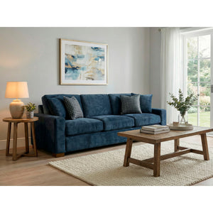 A room setting featuring Juno Ink Feather Blend Oversized Sofa
