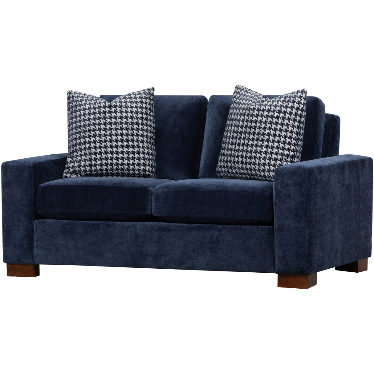 Front right view of Juno Ink Feather Blend Loveseat