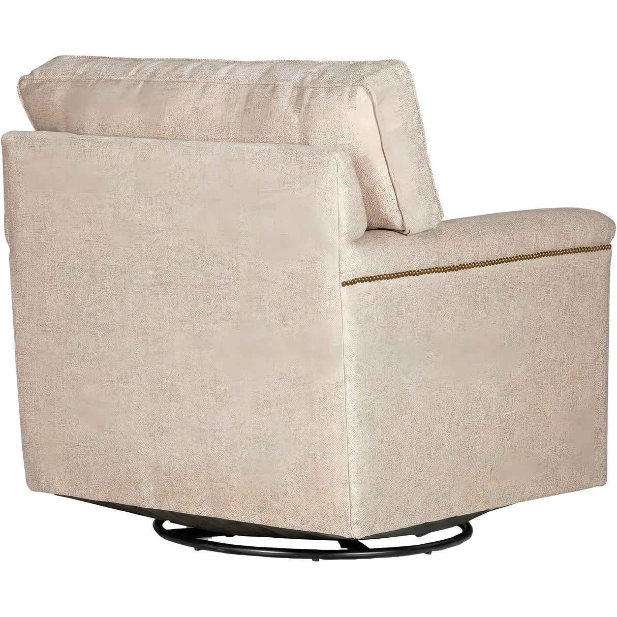 Back view of Warren Twine Feather Blend Nail Head Swivel Chair