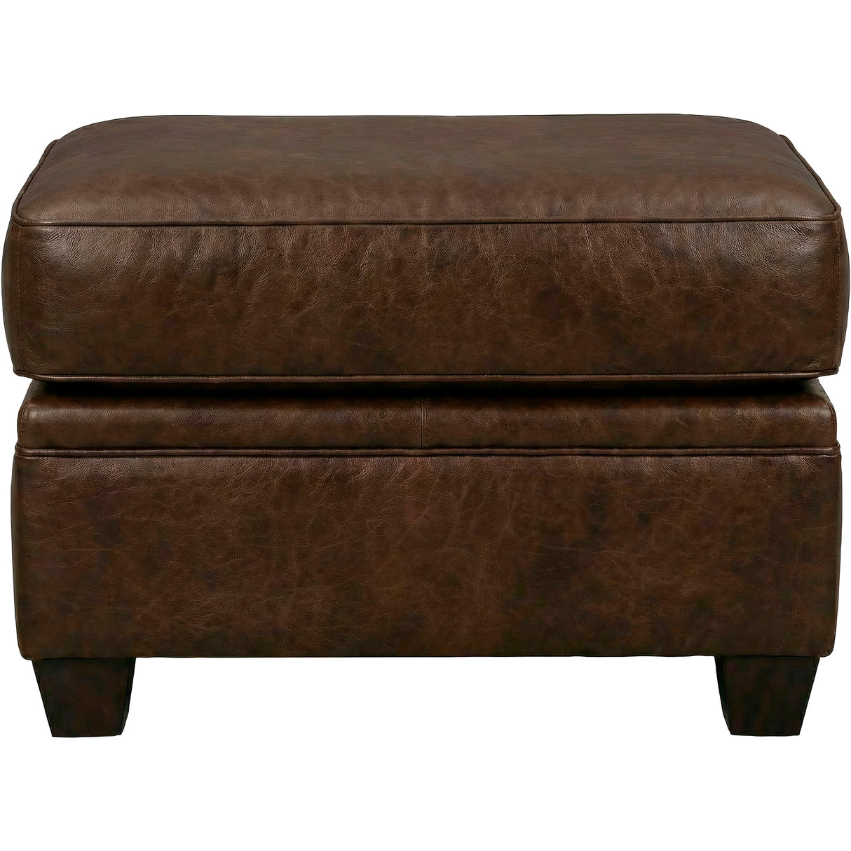 Warren Chocolate Feather Blend Leather Ottoman QK1104318