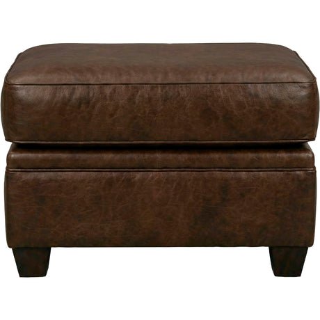 Warren Chocolate Feather Blend Leather Ottoman QK1104318