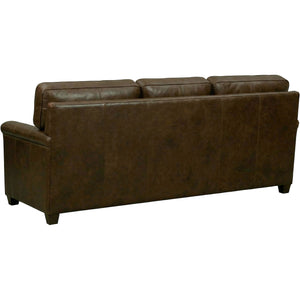 Back view of Warren Chocolate Feather Blend Leather Nail Head Queen Sofa Sleeper