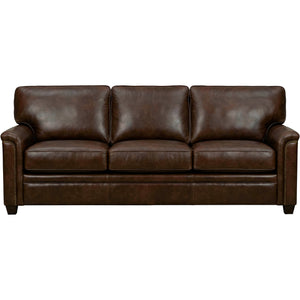 Warren Chocolate Feather Blend Leather Nail Head Queen Sofa Sleeper QK1104320
