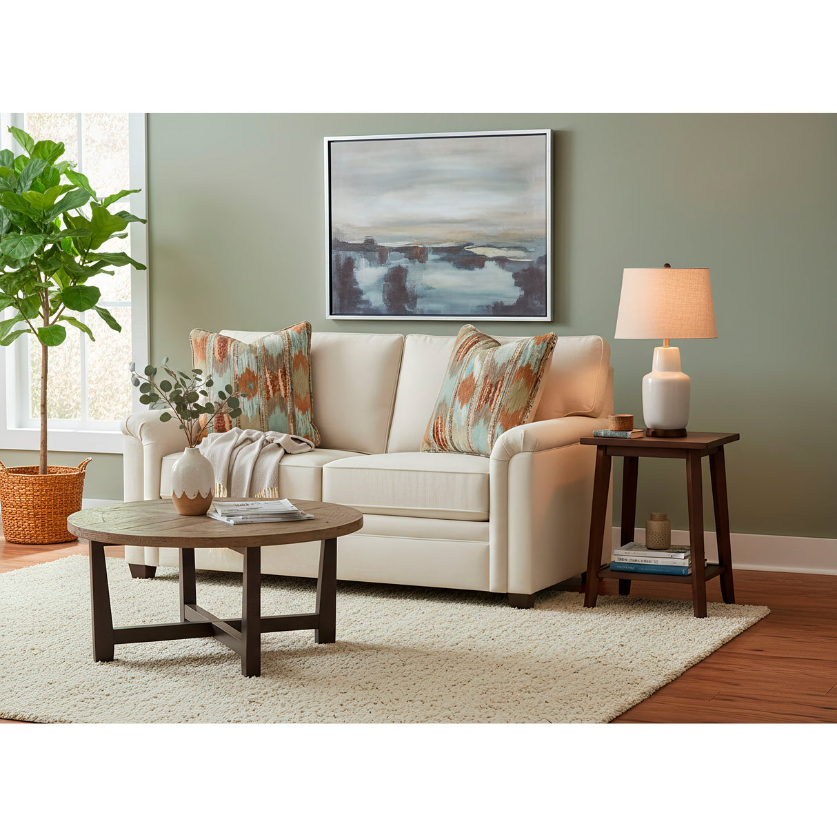 A room setting featuring Warren Twine Feather Blend Loveseat