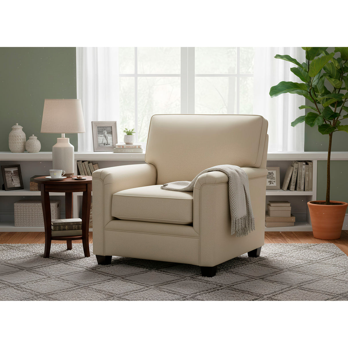 A room setting featuring Warren Twine Feather Blend Chair