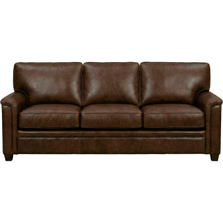 Warren Chocolate Feather Blend Leather Sofa QK1104333