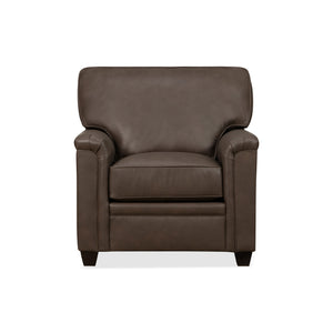 Warren Chocolate Feather Blend Leather Chair QK1104335