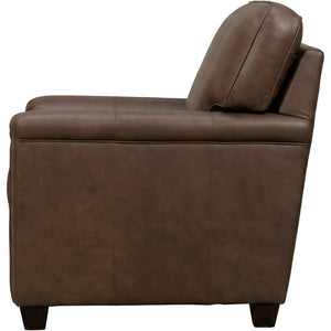 Side view of Warren Chocolate Feather Blend Leather Chair